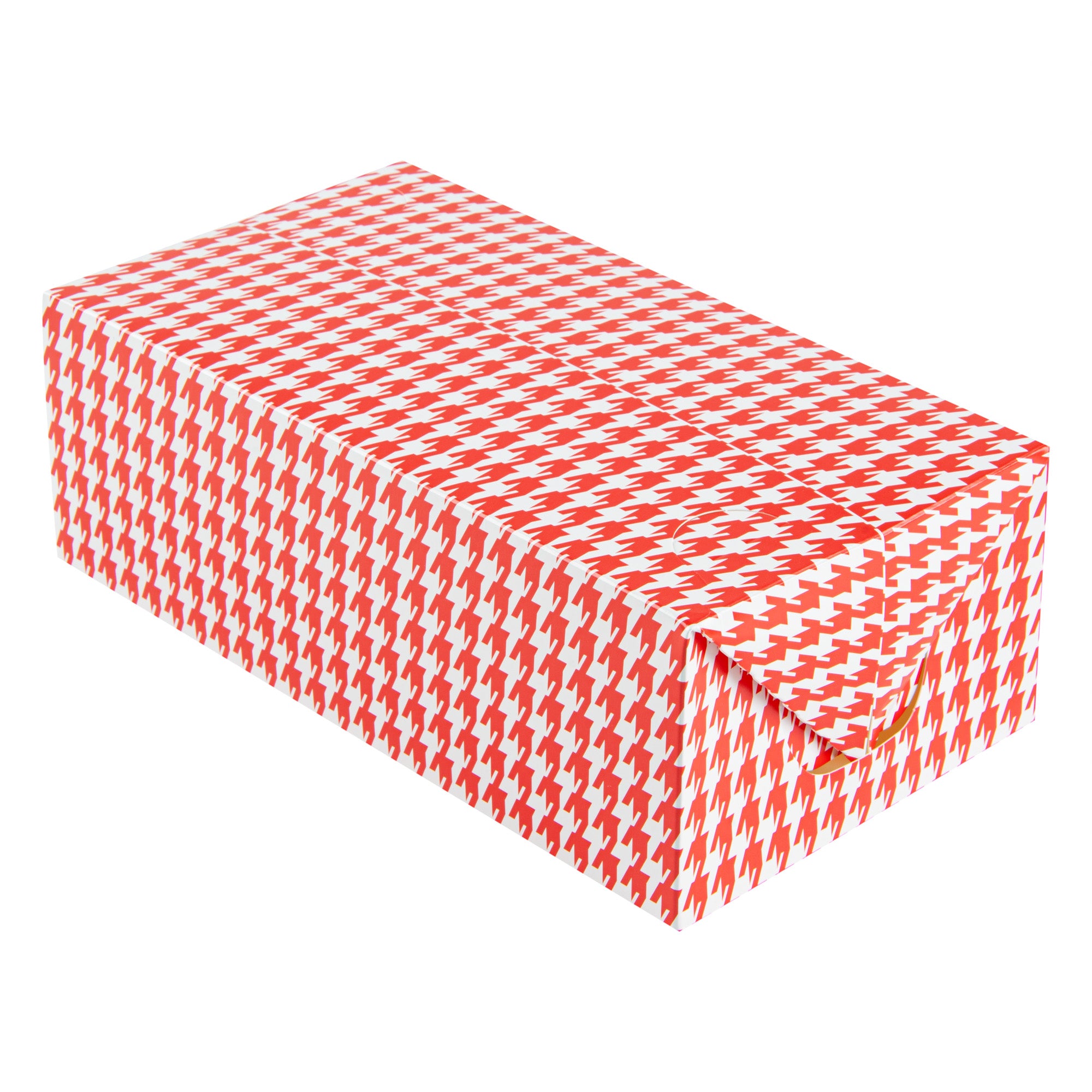 Bio Tek 71 oz Red Houndstooth Paper Lunch / Chicken Box - with Fast Top - 8 3/4" x 5" x 3" - 400 count box