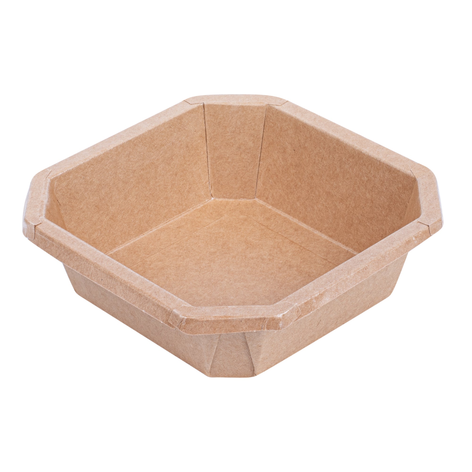 Sustain 22 oz Octagonal Kraft Paper Take Out Container - with PLA Lining, Compostable - 6" x 6" x 2" - 100 count box