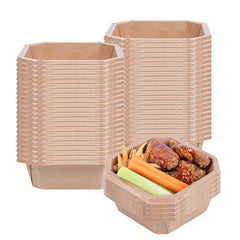 Sustain 22 oz Octagonal Kraft Paper Take Out Container - with PLA Lining, Compostable - 6