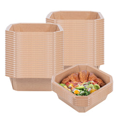 Sustain 34 oz Octagonal Kraft Paper Take Out Container - with PLA Lining, Compostable - 7