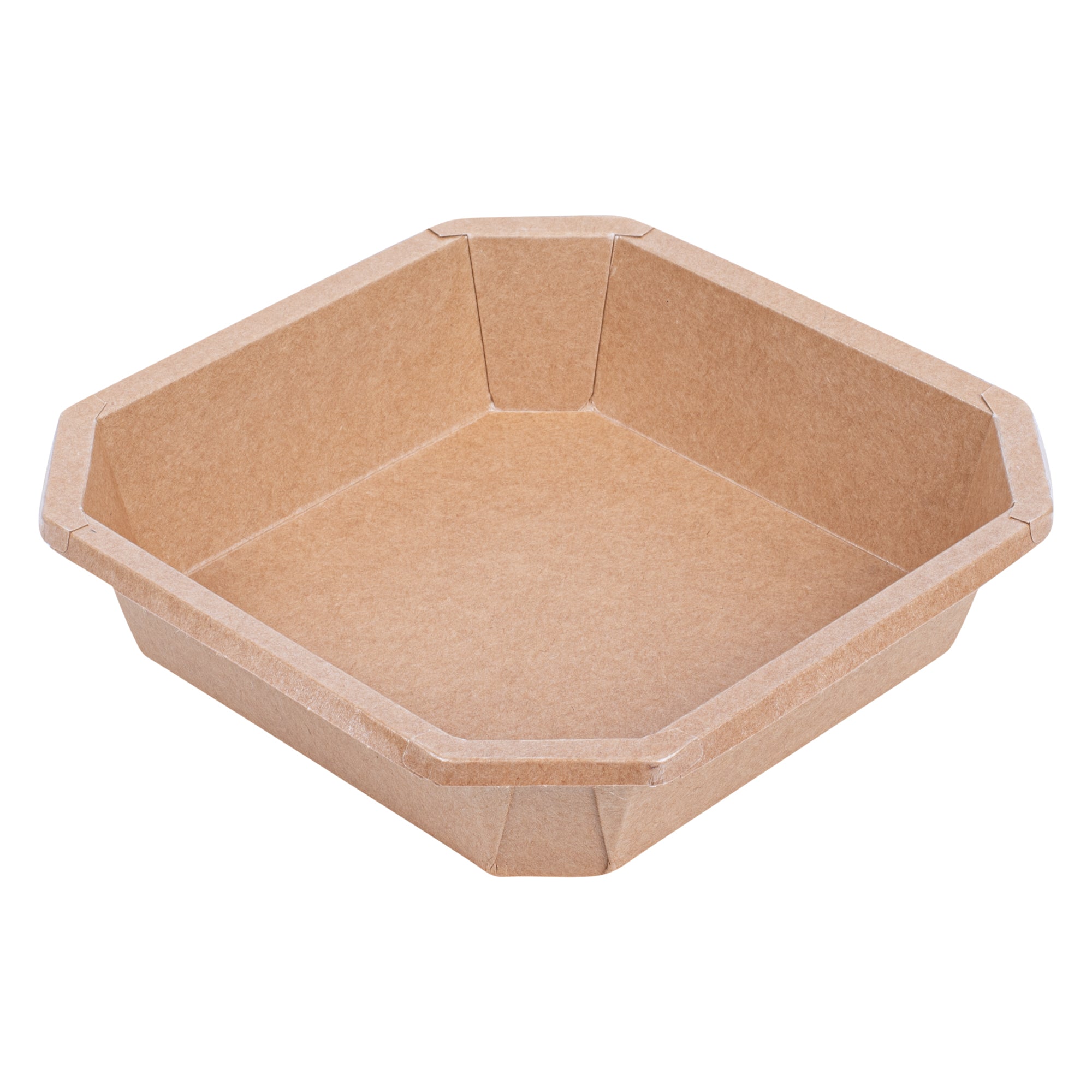 Sustain 41 oz Octagonal Kraft Paper Take Out Container - with PLA Lining, Compostable - 7 3/4" x 7 3/4" x 2" - 100 count box