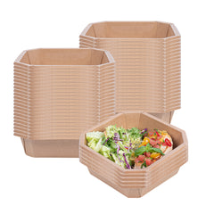 Sustain 41 oz Octagonal Kraft Paper Take Out Container - with PLA Lining, Compostable - 7 3/4