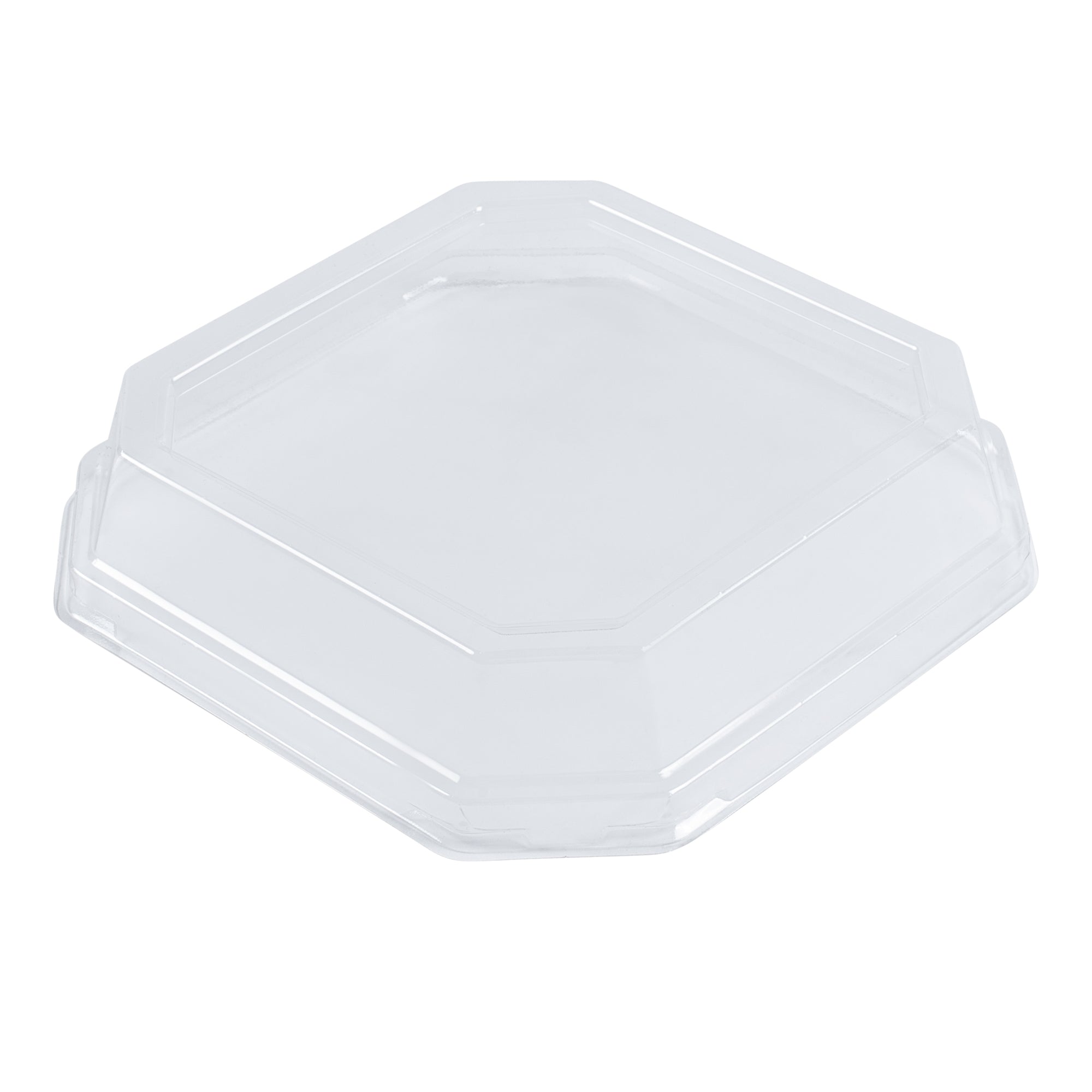 Sustain Octagonal Clear PLA Plastic Dome Lid - Fits 22 oz Container - 6 1/4" x 6 1/4" x 1 1/4" - 100 count box