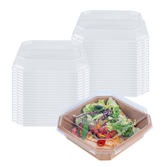 Sustain Octagonal Clear PLA Plastic Dome Lid - Fits 41 oz Container - 7 3/4