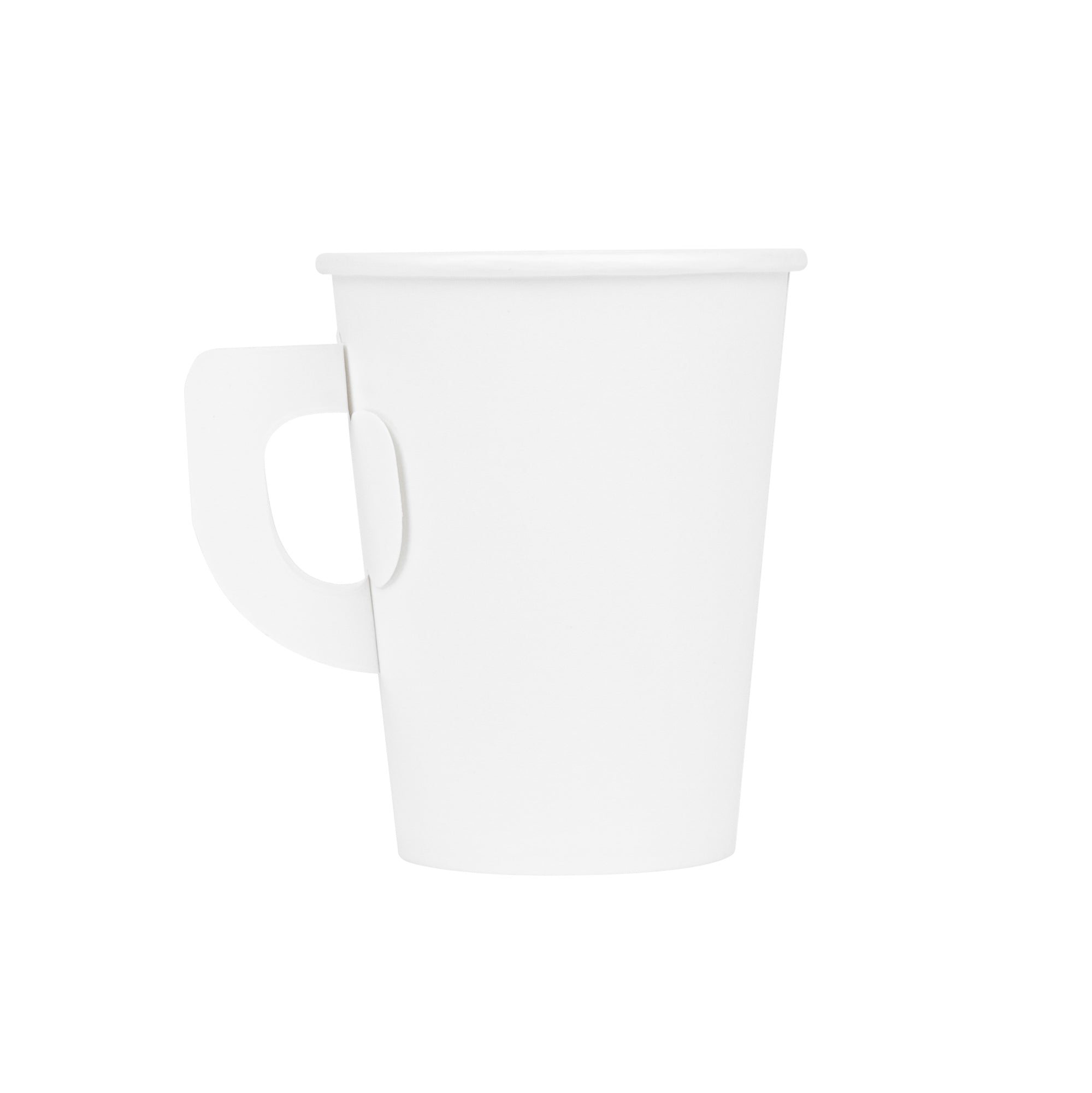 Restpresso 9 oz White Paper Coffee Cup - with Handle, Single Wall - 3" x 3" x 3 1/2" - 1000 count box