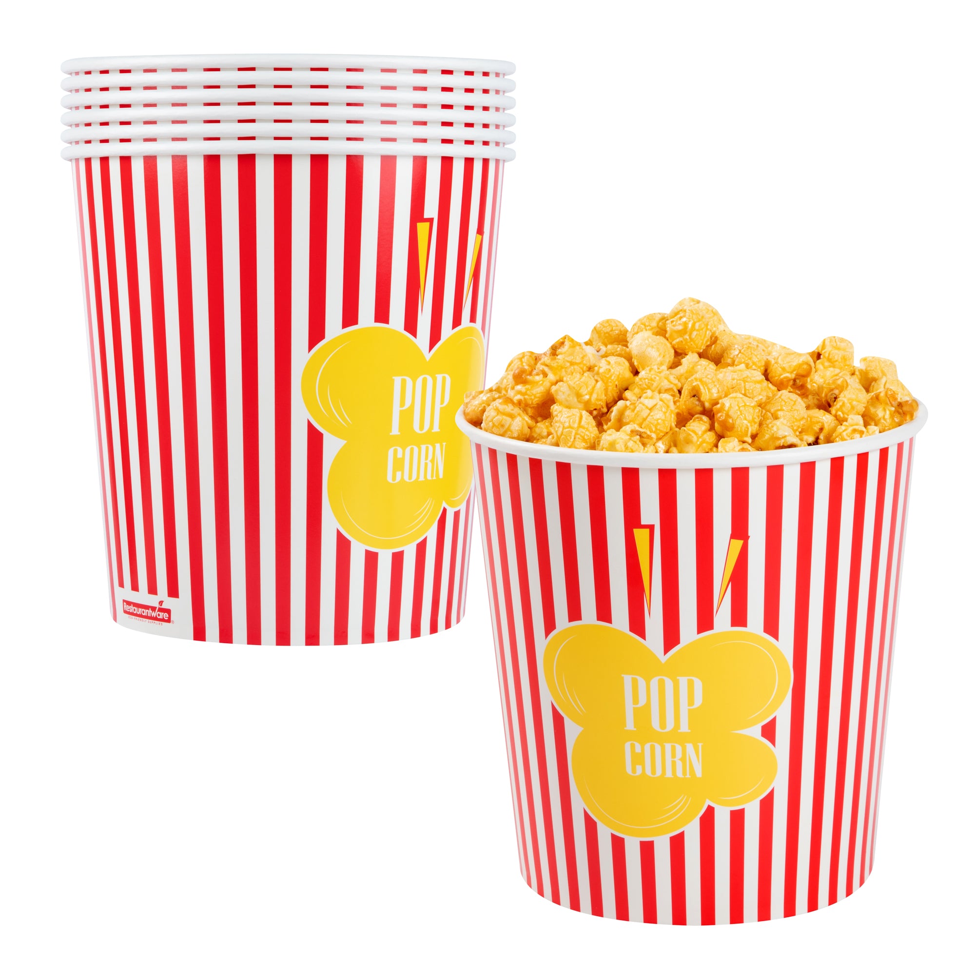 Bio Tek 130 oz Red Paper Popcorn Bucket - 100 count box