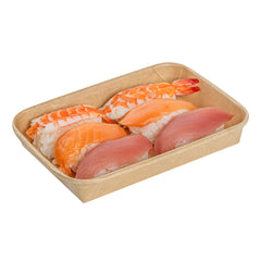 Matsuri Vision 8 oz Rectangle Kraft Paper Sushi Container - 6 1/2