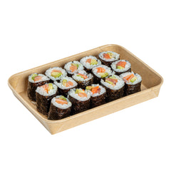 Matsuri Vision 11 oz Rectangle Kraft Paper Sushi Container - 7 1/4