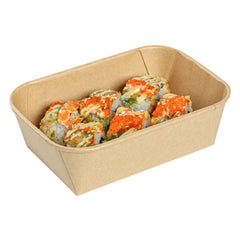 Matsuri Vision 22 oz Rectangle Kraft Paper Sushi Container - 6 1/2