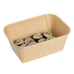 Matsuri Vision 34 oz Rectangle Kraft Paper Sushi Container - 6 1/2