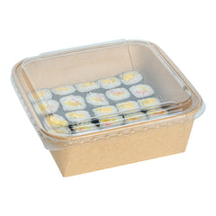 Matsuri Vision Clear PET Plastic Lid - Fits 34 and 45 oz Sushi Containers, Anti-Fog - 50 count box