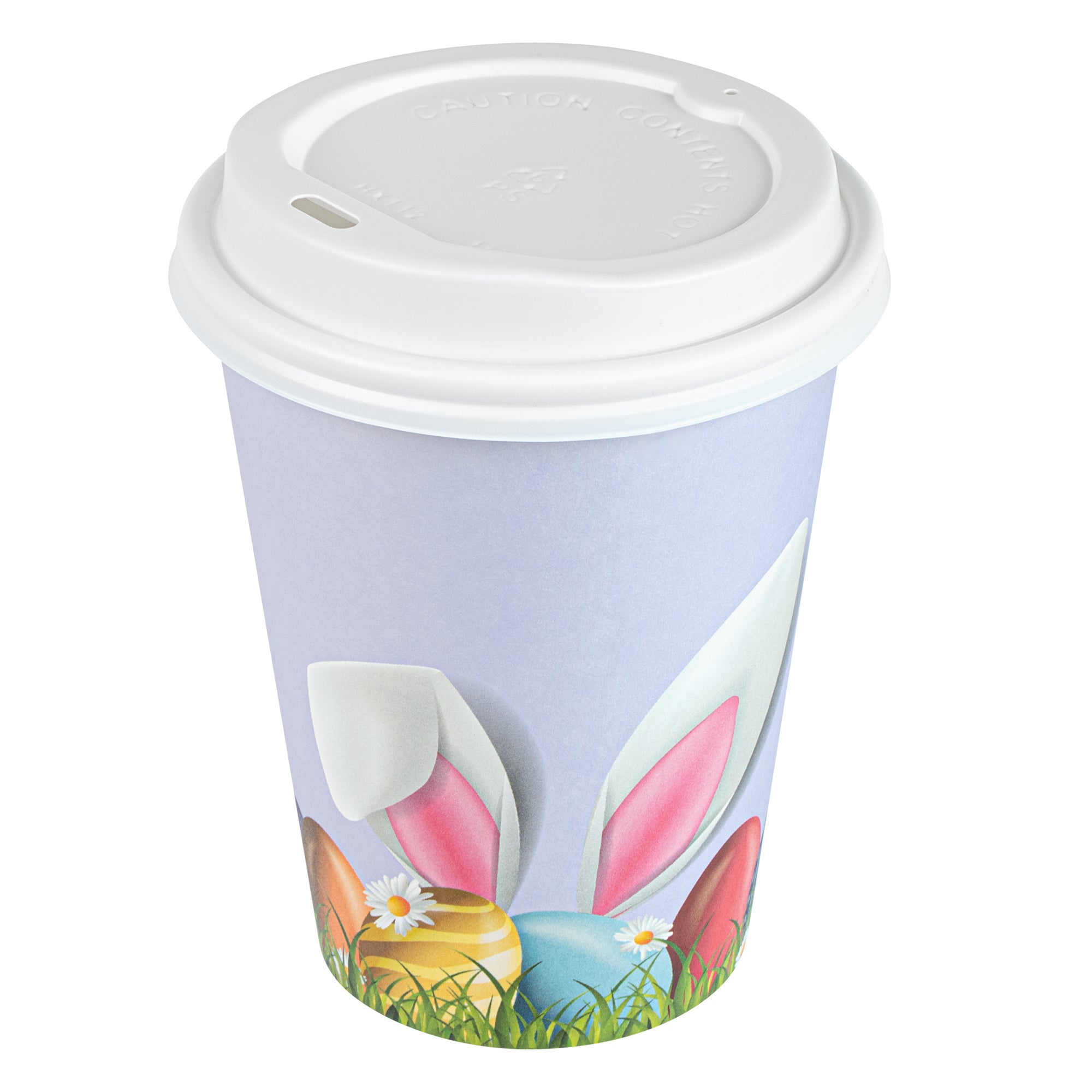 Restpresso 12 oz Easter Paper Single Wall Coffee Cup - with White Lid - 3 1/2" x 3 1/2" x 4 3/4" - 400 count box