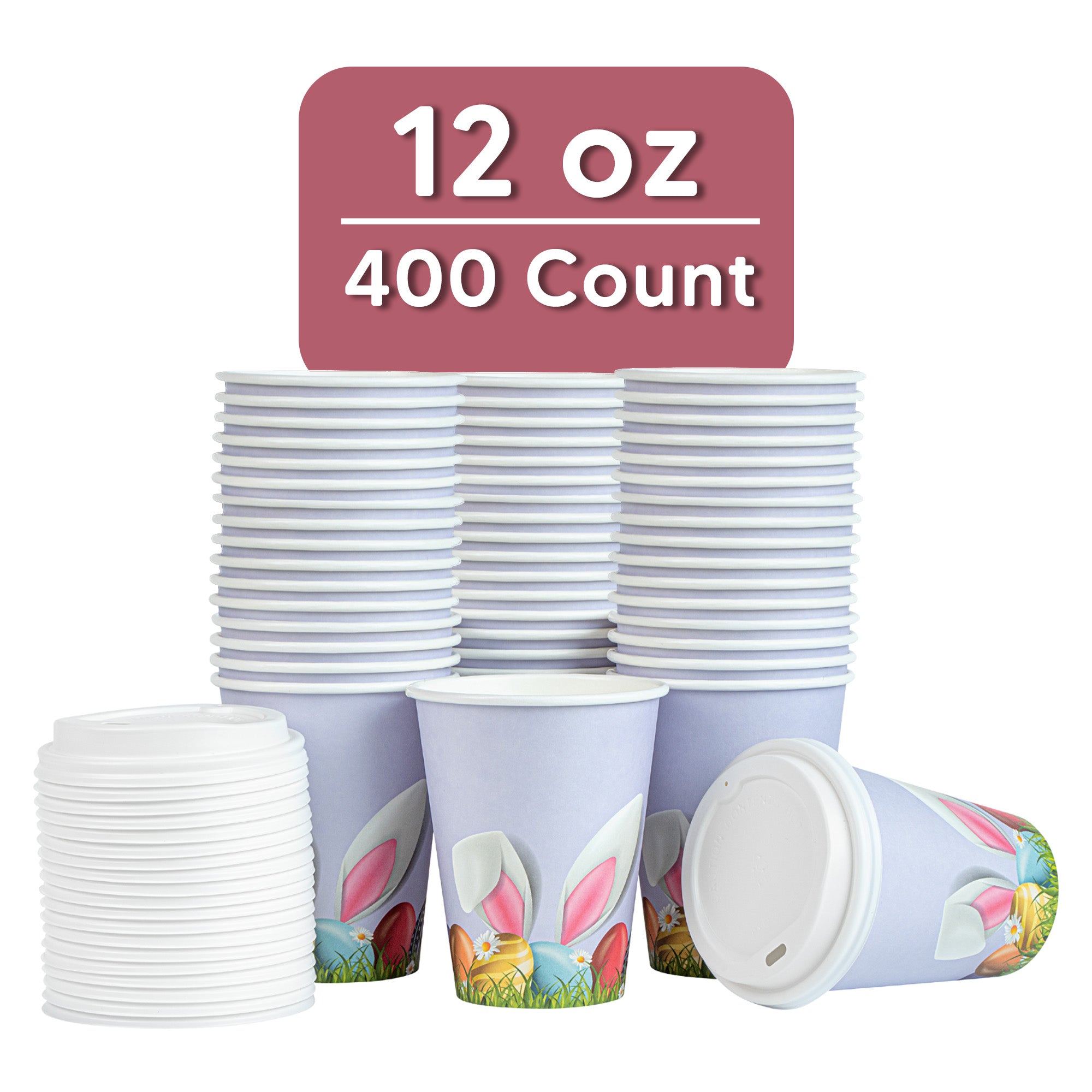 Restpresso 12 oz Easter Paper Single Wall Coffee Cup - with White Lid - 3 1/2" x 3 1/2" x 4 3/4" - 400 count box