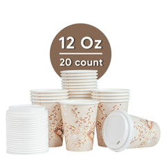 Restpresso 12 oz New Year's Eve Paper Single Wall Coffee Cup - with White Lid - 3 1/2