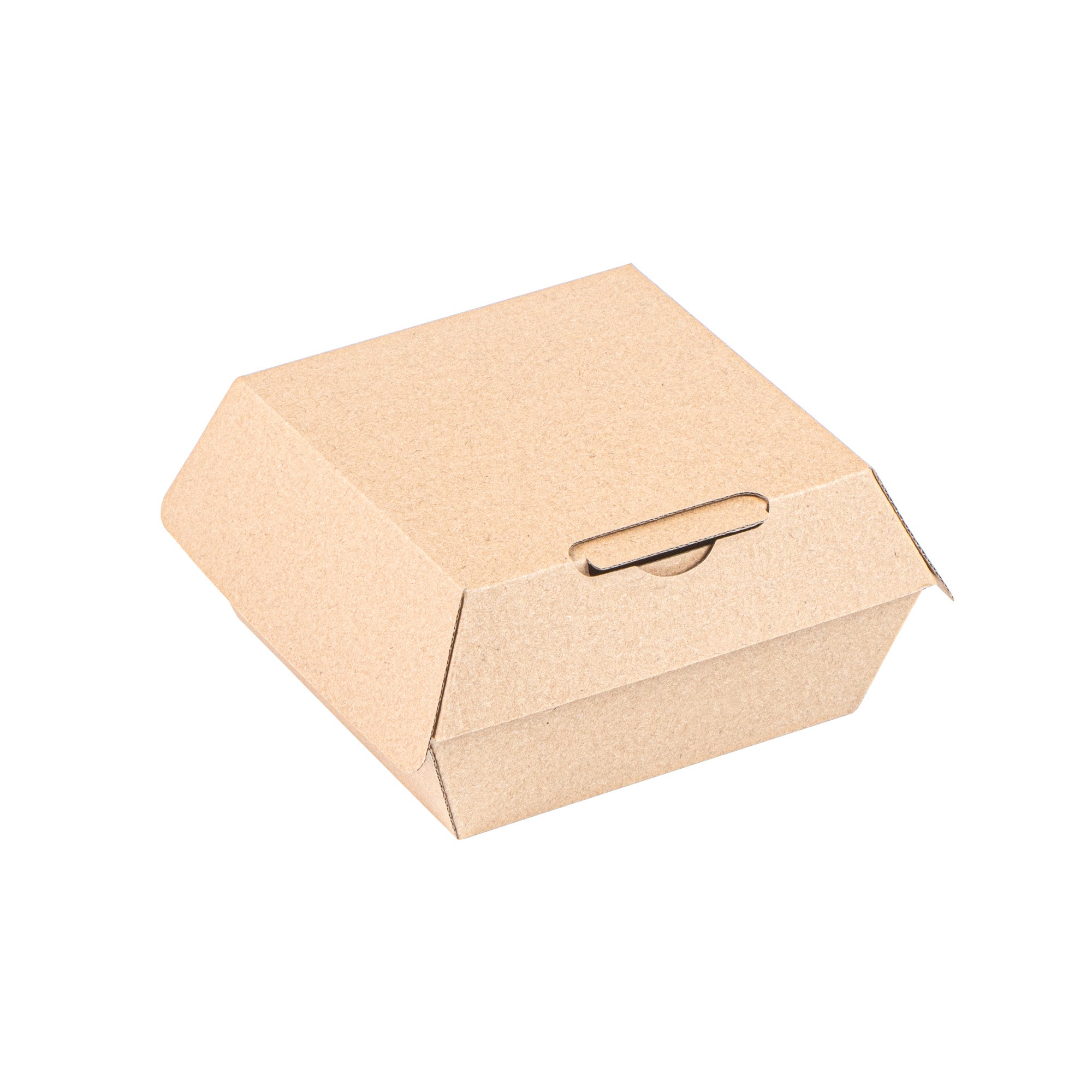 Bio Tek Square Kraft Paper Corrugated Clamshell Container - 4" x 4" x 2 3/4" - 100 count box