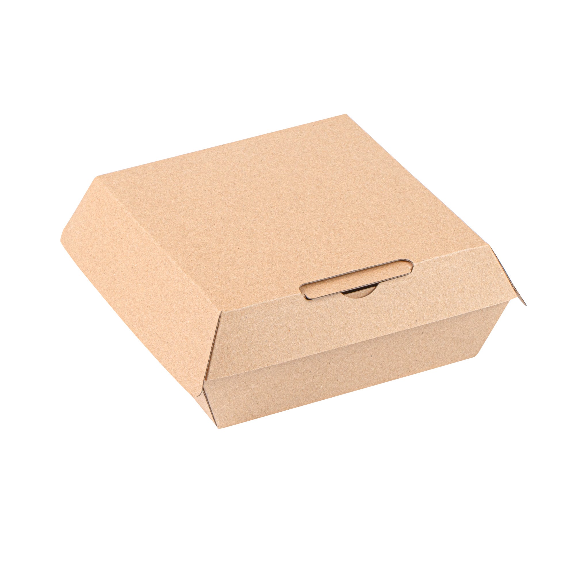 Bio Tek Square Kraft Paper Corrugated Clamshell Container - 5 1/2" x 5 1/2" x 2 3/4" - 100 count box