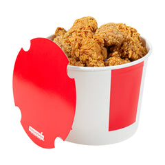 Bio Tek 85 oz Red and White Paper Chicken Bucket - with Lid - 100 count box