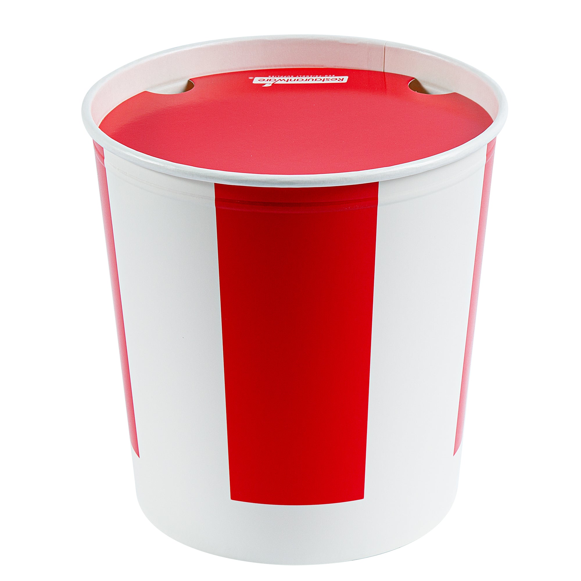 Bio Tek 130 oz Red and White Paper Chicken Bucket - with Lid - 100 count box