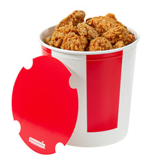 Bio Tek 130 oz Red and White Paper Chicken Bucket - with Lid - 100 count box