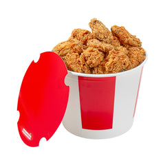 Bio Tek 150 oz Red and White Paper Chicken Bucket - with Lid - 100 count box