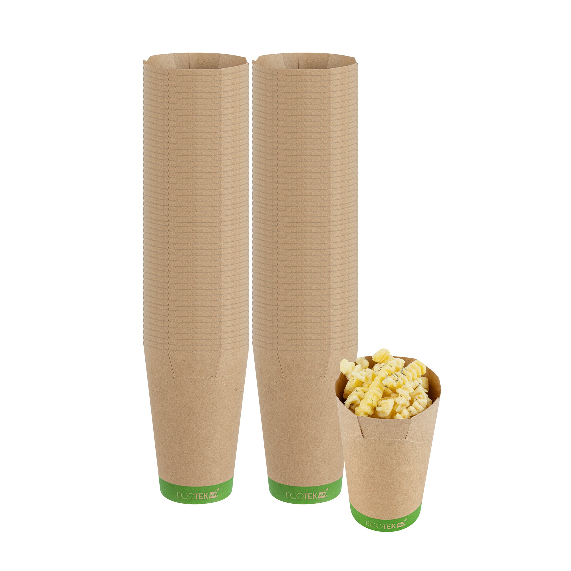 Sustain 16 oz Round Kraft Paper To Go Fry Cup - with PLA Lining, Compostable - 3 1/4" x 3 1/4" x 4 1/4" - 100 count box