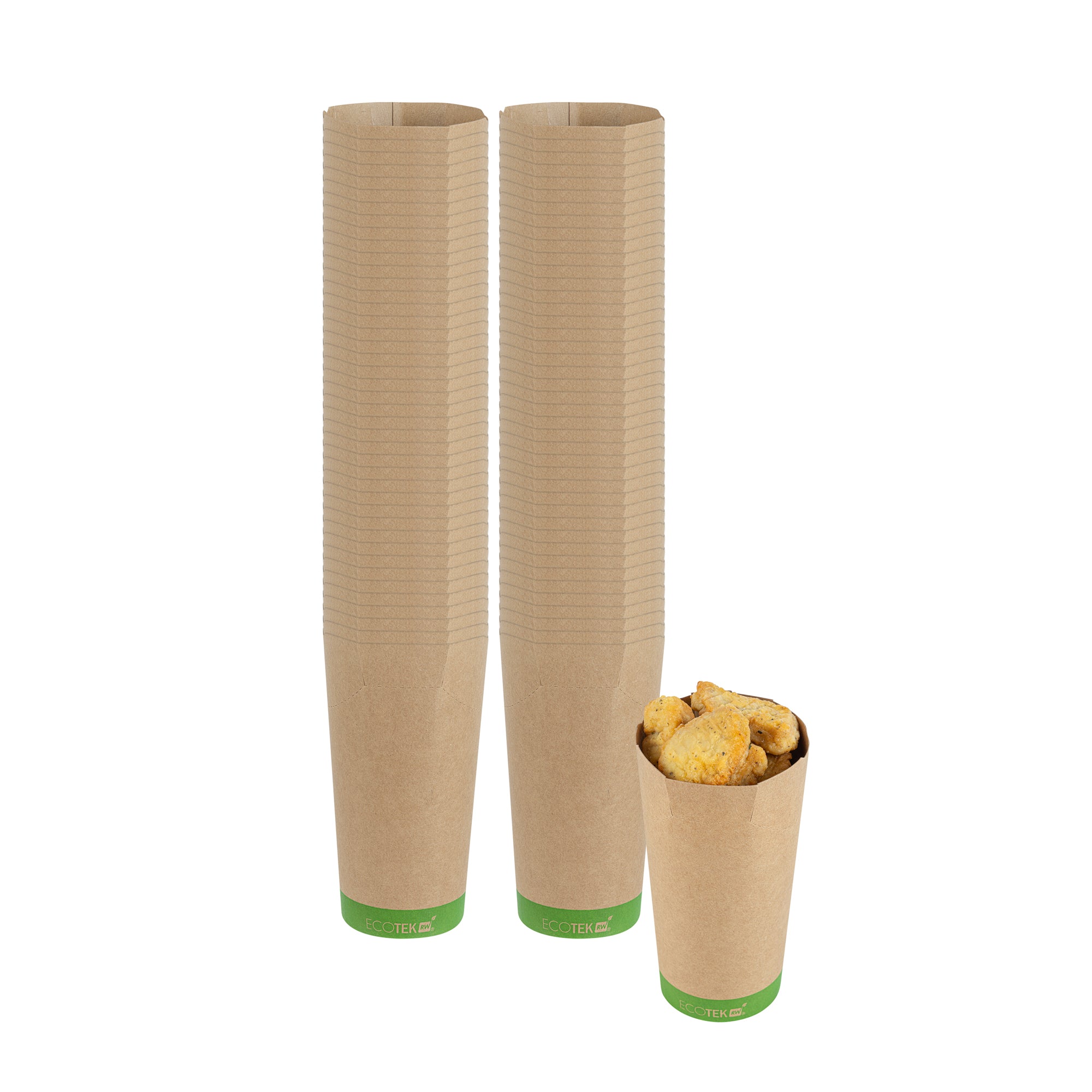 Sustain 20 oz Round Kraft Paper To Go Fry Cup - with PLA Lining, Compostable - 3 1/4" x 3 1/4" x 5" - 100 count box