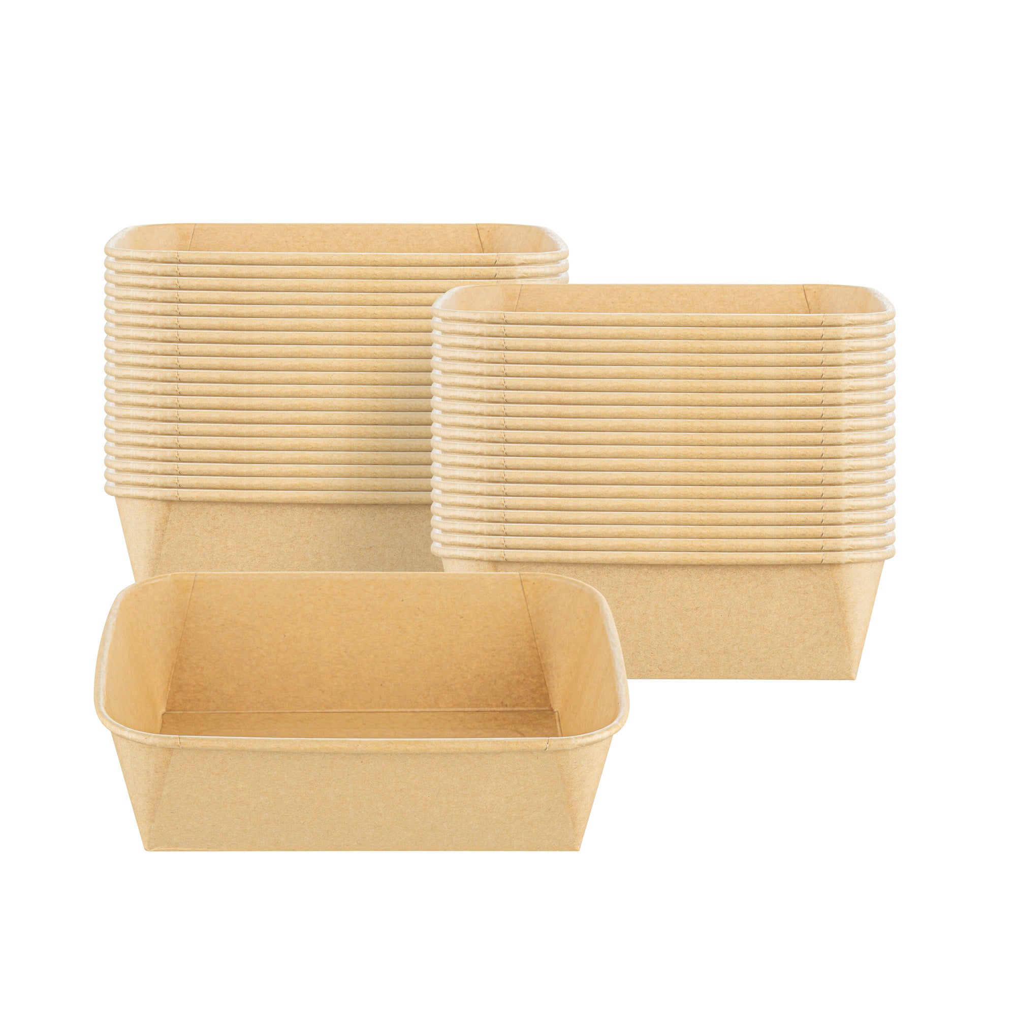 Bio Tek 44 oz Rectangle Kraft Paper Serving Container - 6 1/4" x 4 1/2" x 2 1/4" - 50 count box