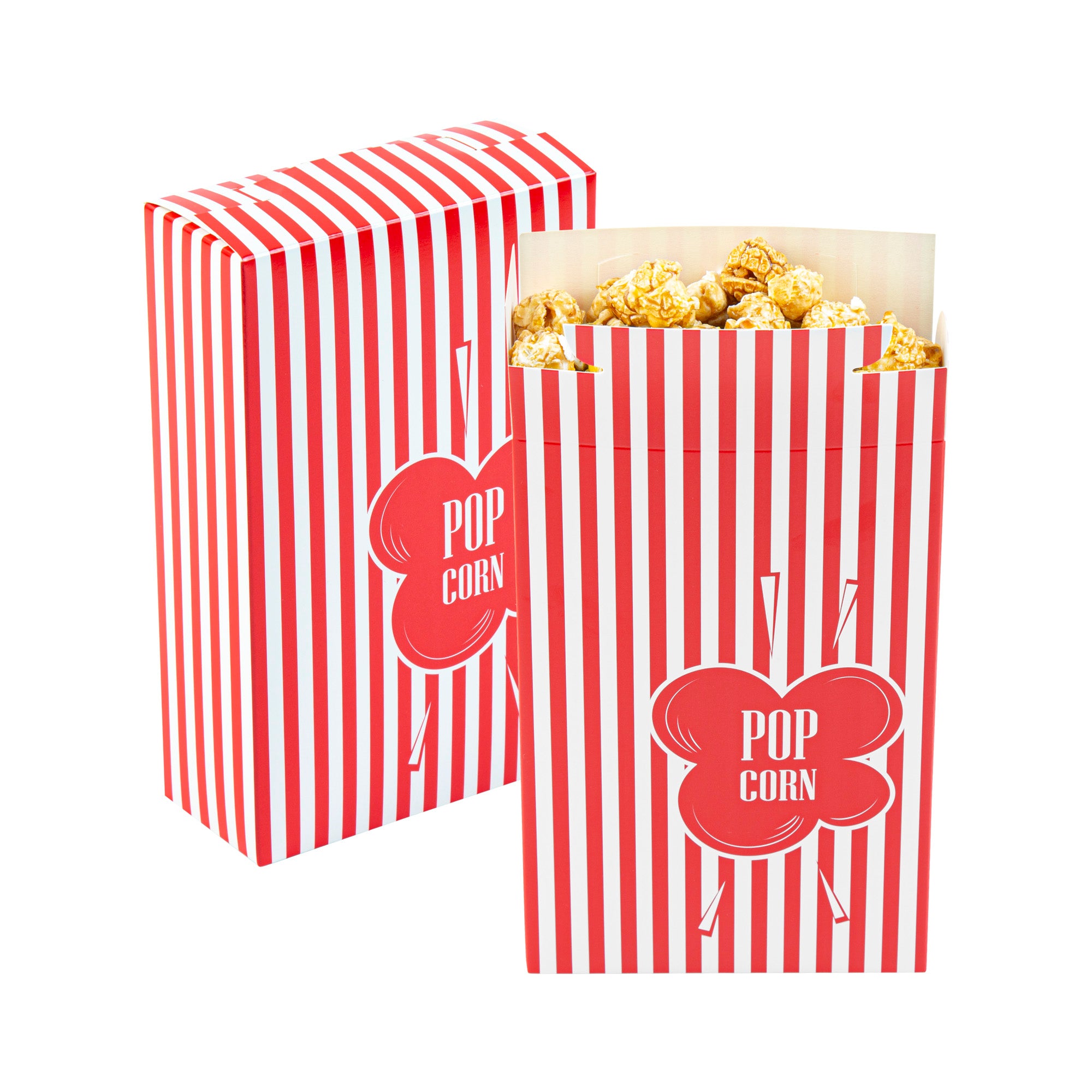 Bio Tek 1.25 oz Red Paper Popcorn Box - 4 3/4" x 2" x 7 1/2" - 400 count box