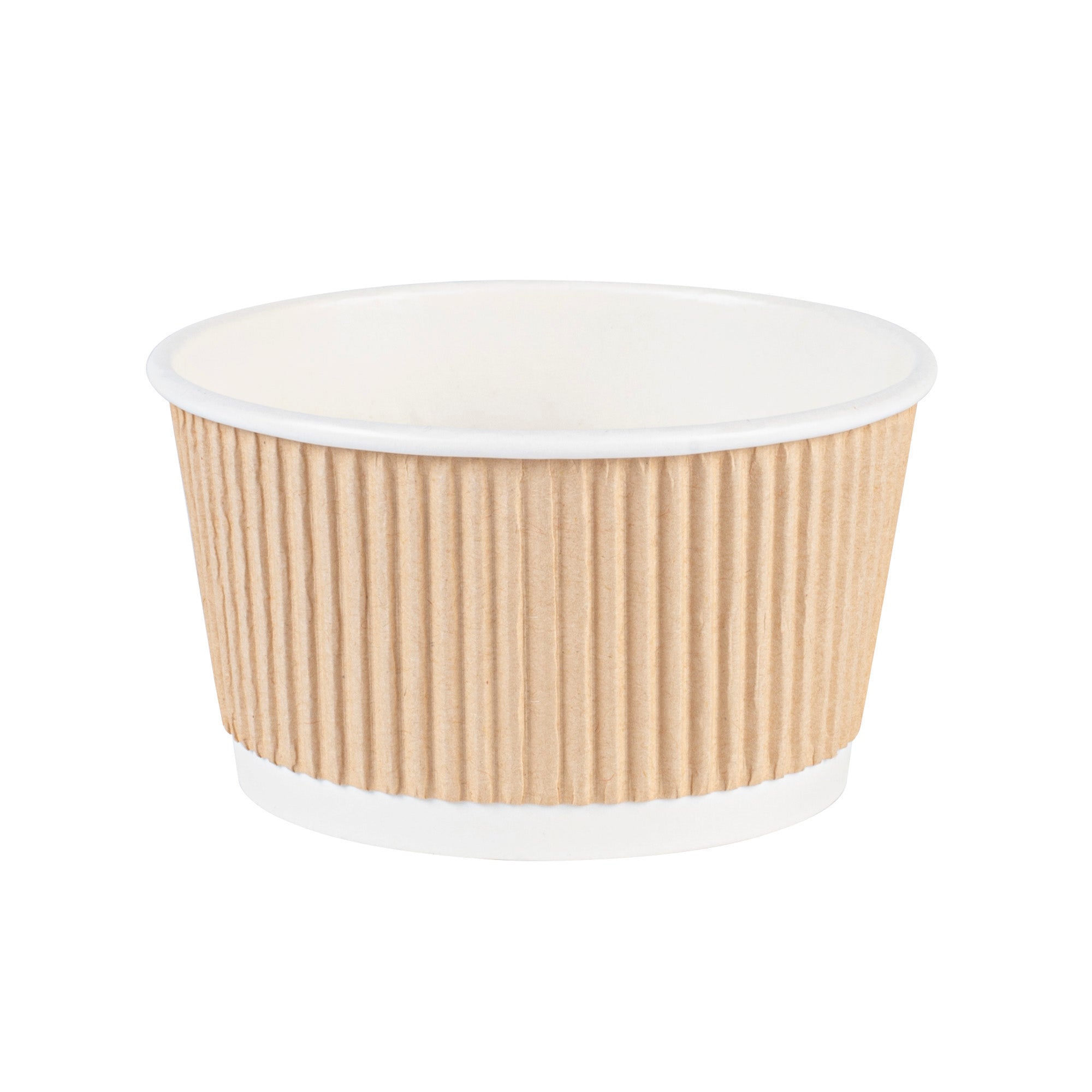 Bio Tek 12 oz Round Kraft PE Lined Paper Soup Container - Ripple Wall - 3 1/2" x 3 1/2" x 2 1/4" - 200 count box