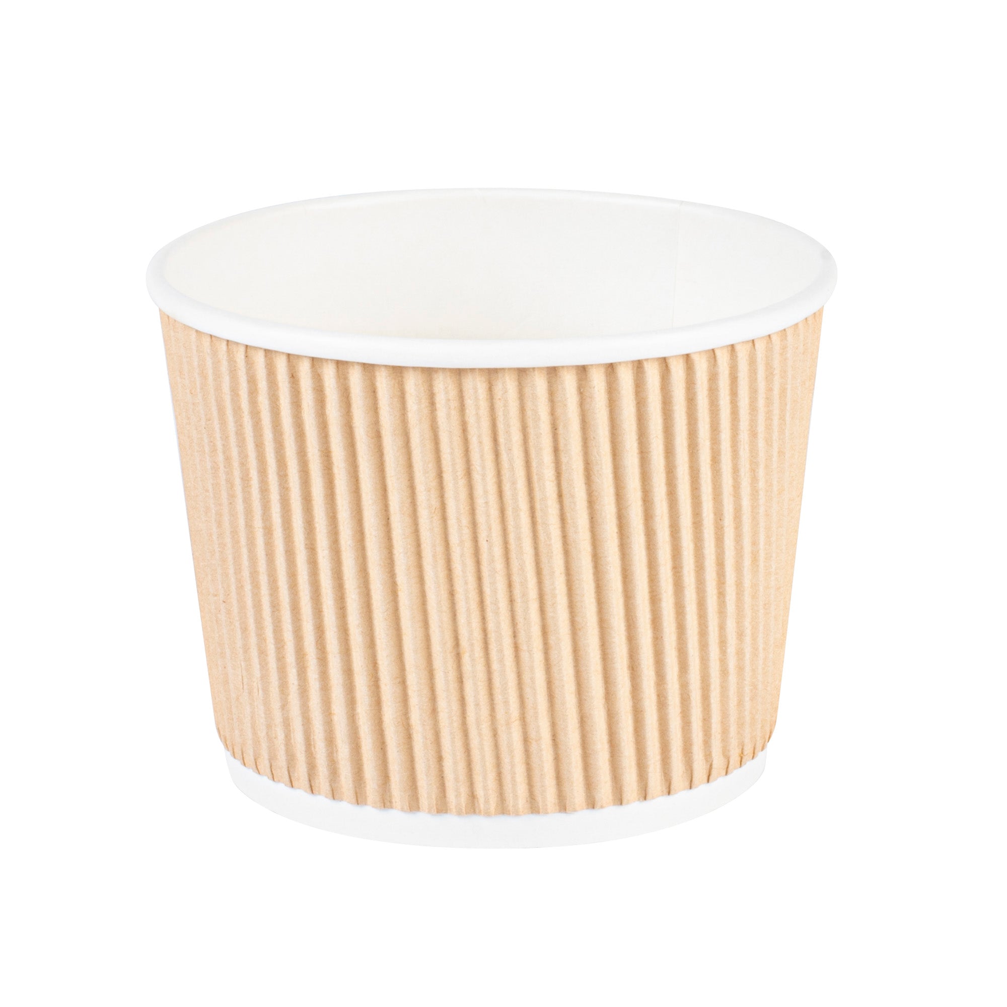 Bio Tek 18 oz Round Kraft PE Lined Paper Soup Container - Ripple Wall - 3 1/2" x 3 1/2" x 3 1/4" - 200 count box