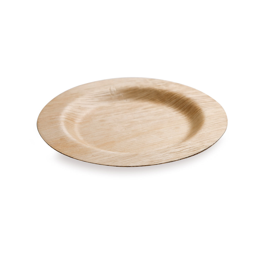 Round Natural Bamboo Medium Plate - 6" x 6" - 100 count box