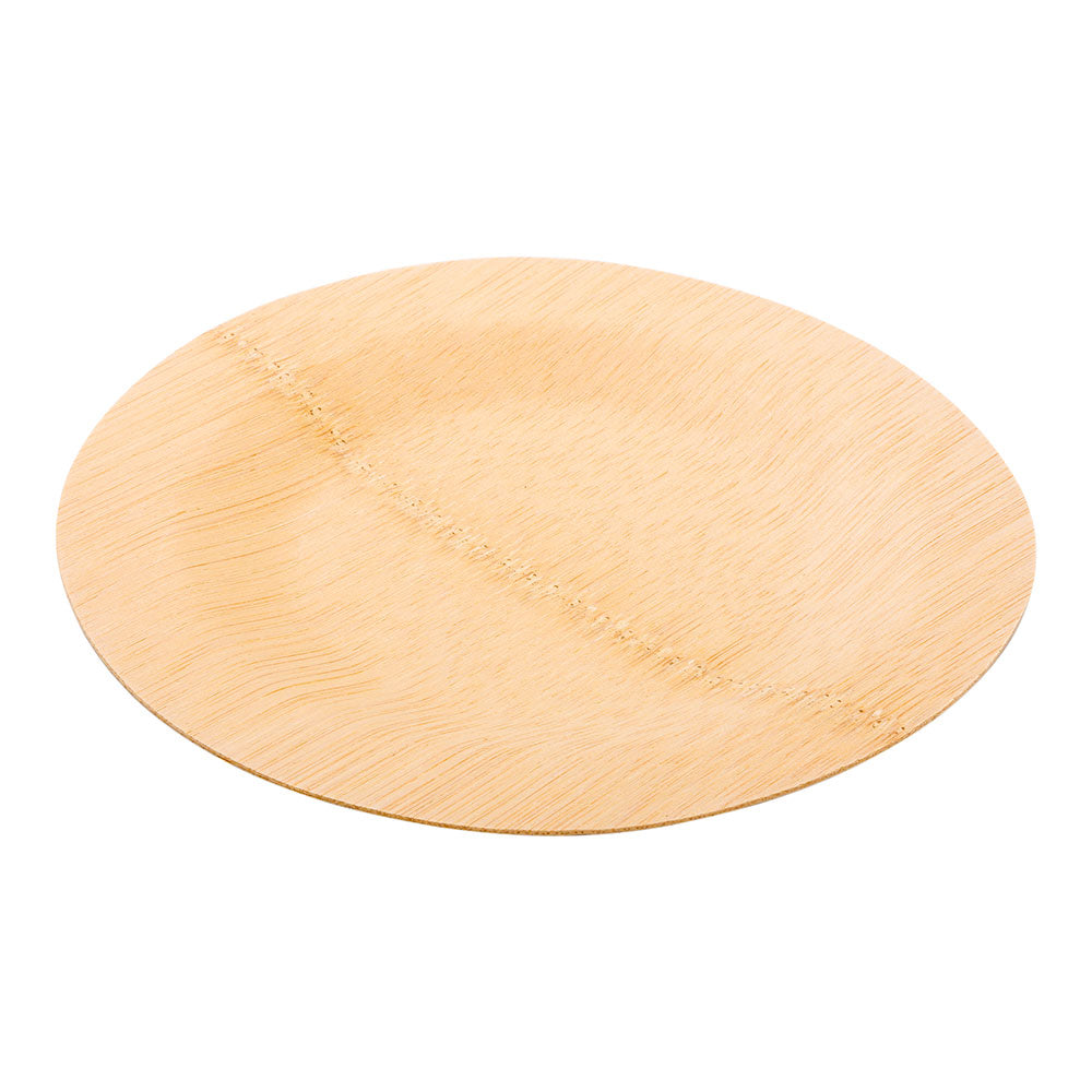 Round Natural Bamboo Medium Veneer Plate - 7" x 7" x 1/2" - 100 count box