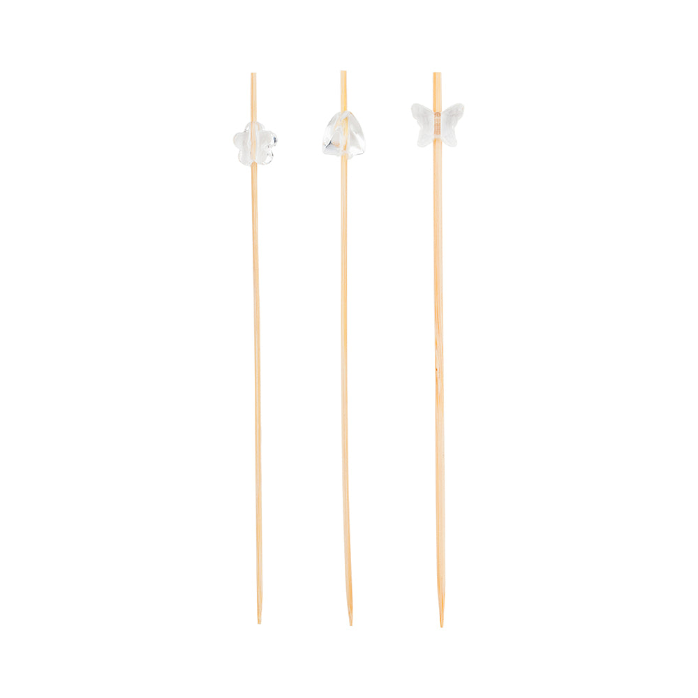 Clear Bamboo Acrylic Bead Skewer - Assorted Styles - 6" - 1000 count box