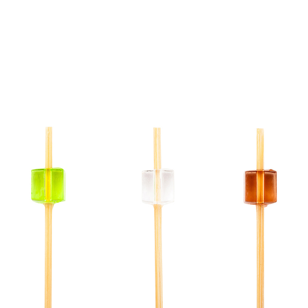 Assorted Bamboo Acrylic Block Skewer - 6" x 1/2" x 1/2" - 1000 count box