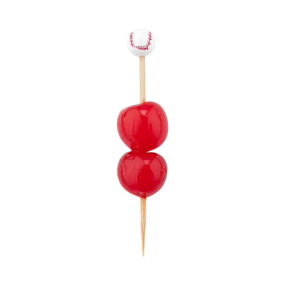 White and Red Bamboo Baseball Skewer - Hand-Painted - 4" - 1000 count box