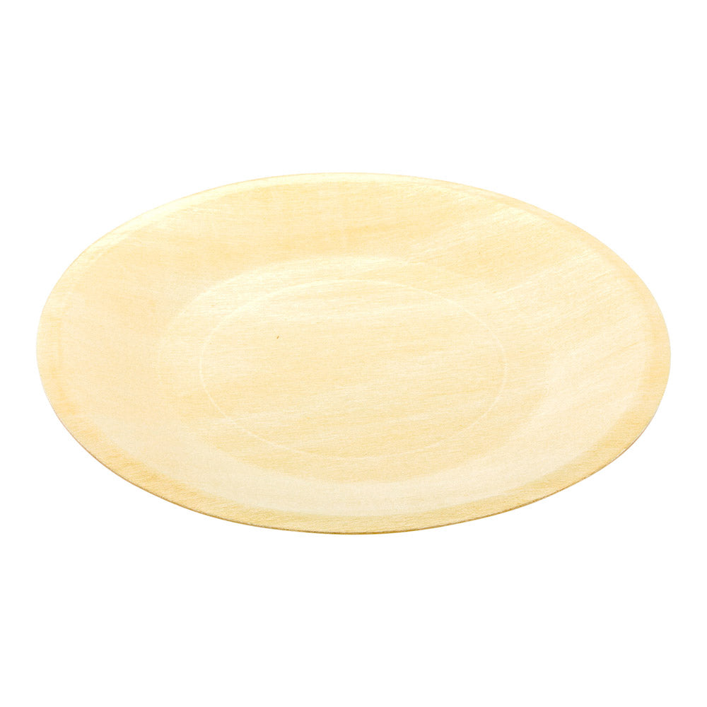 Round Natural Wood Plate - 8 1/2" x 8 1/2" x 1/2" - 200 count box