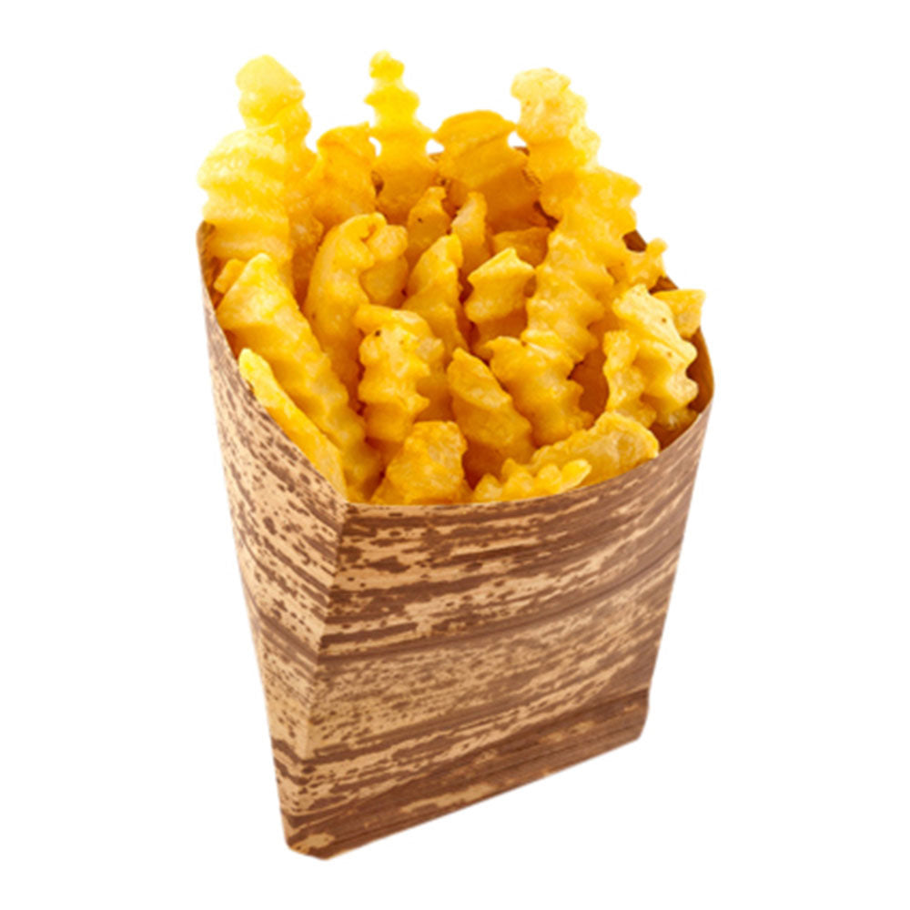 Natural Bamboo French Fry Pocket Sleeve - 5" x 5 1/4" x 1" - 100 count box