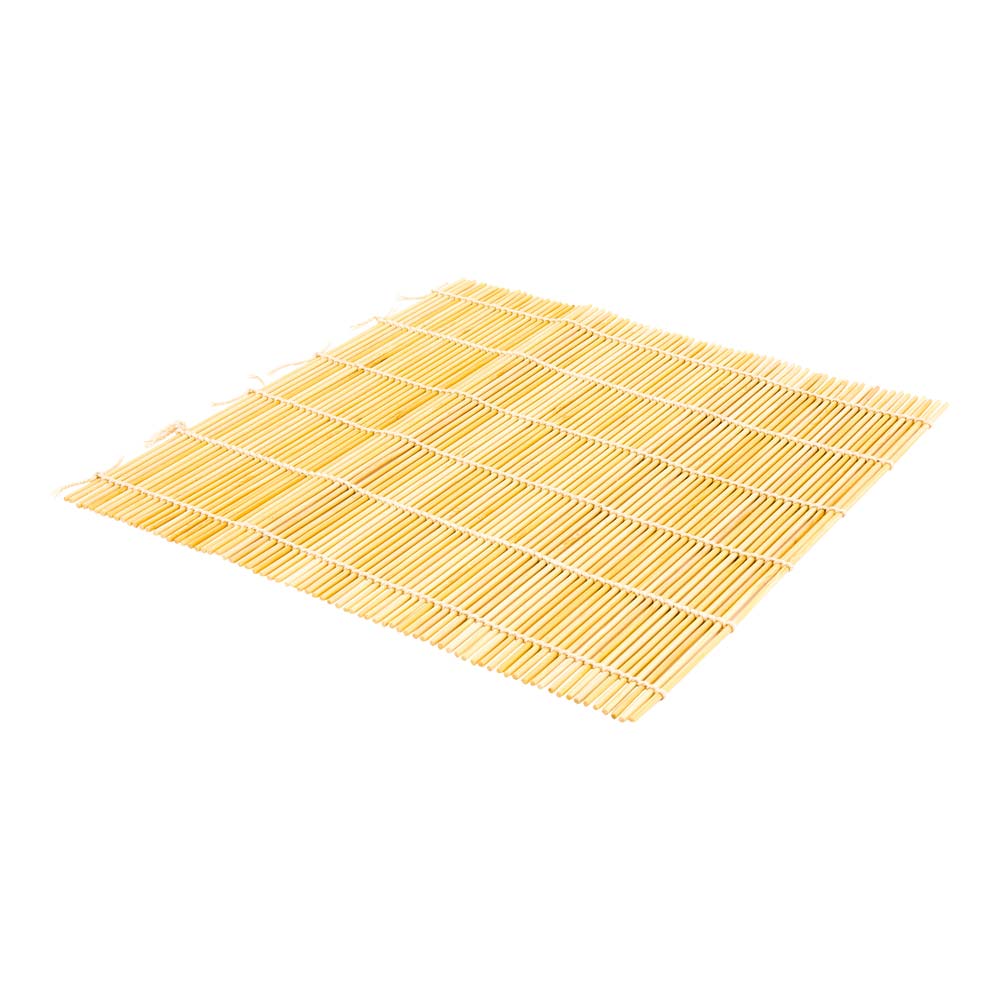 Square Natural Bamboo Sushi Mat - 10 1/2" x 10 1/2" - 1 count box