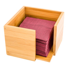 Square Natural Bamboo Cocktail Napkin Holder - 5 1/4