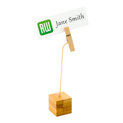 Natural Bamboo Name Card Holder - Wood Clip - 5