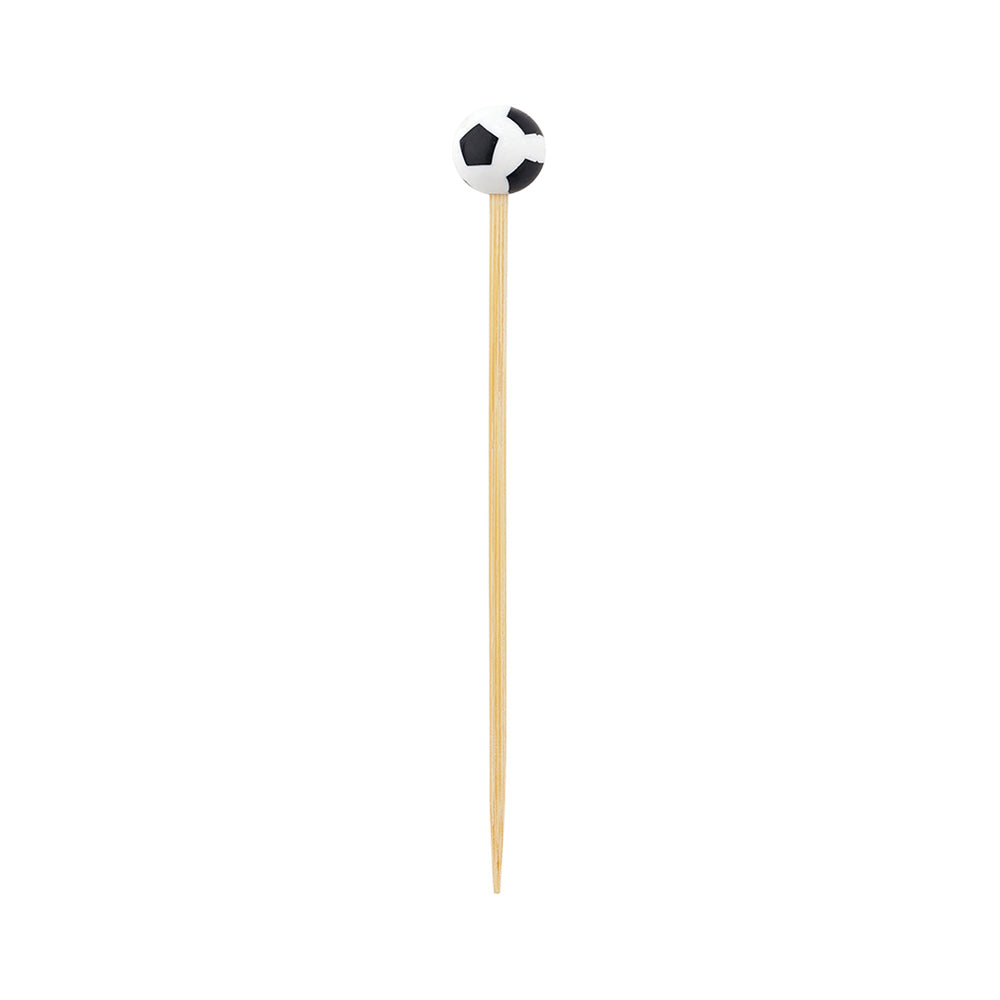 Black and White Bamboo Soccer Ball Skewer - 4" x 1/2" x 1/2" - 1000 count box