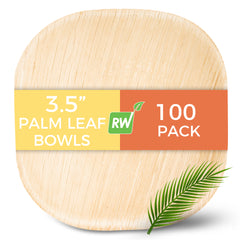 Indo 4 oz Square Natural Palm Leaf Bowl - 3 1/2