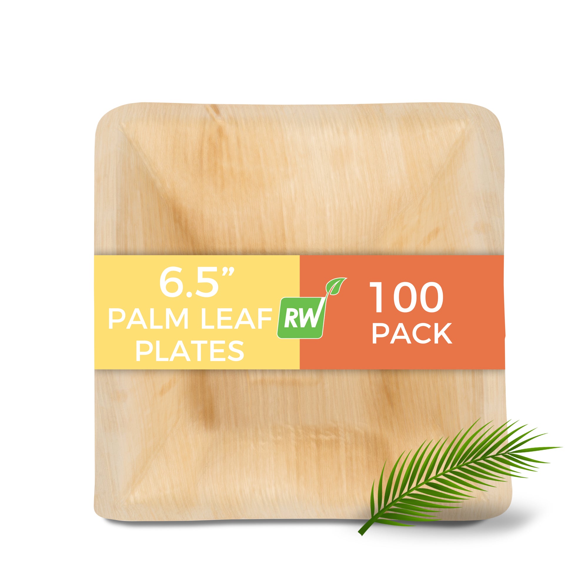 Indo 12 oz Square Natural Palm Leaf Bowl - 6 1/2" x 6 1/2" x 1 3/4" - 100 count box