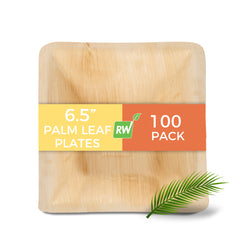 Indo 12 oz Square Natural Palm Leaf Bowl - 6 1/2