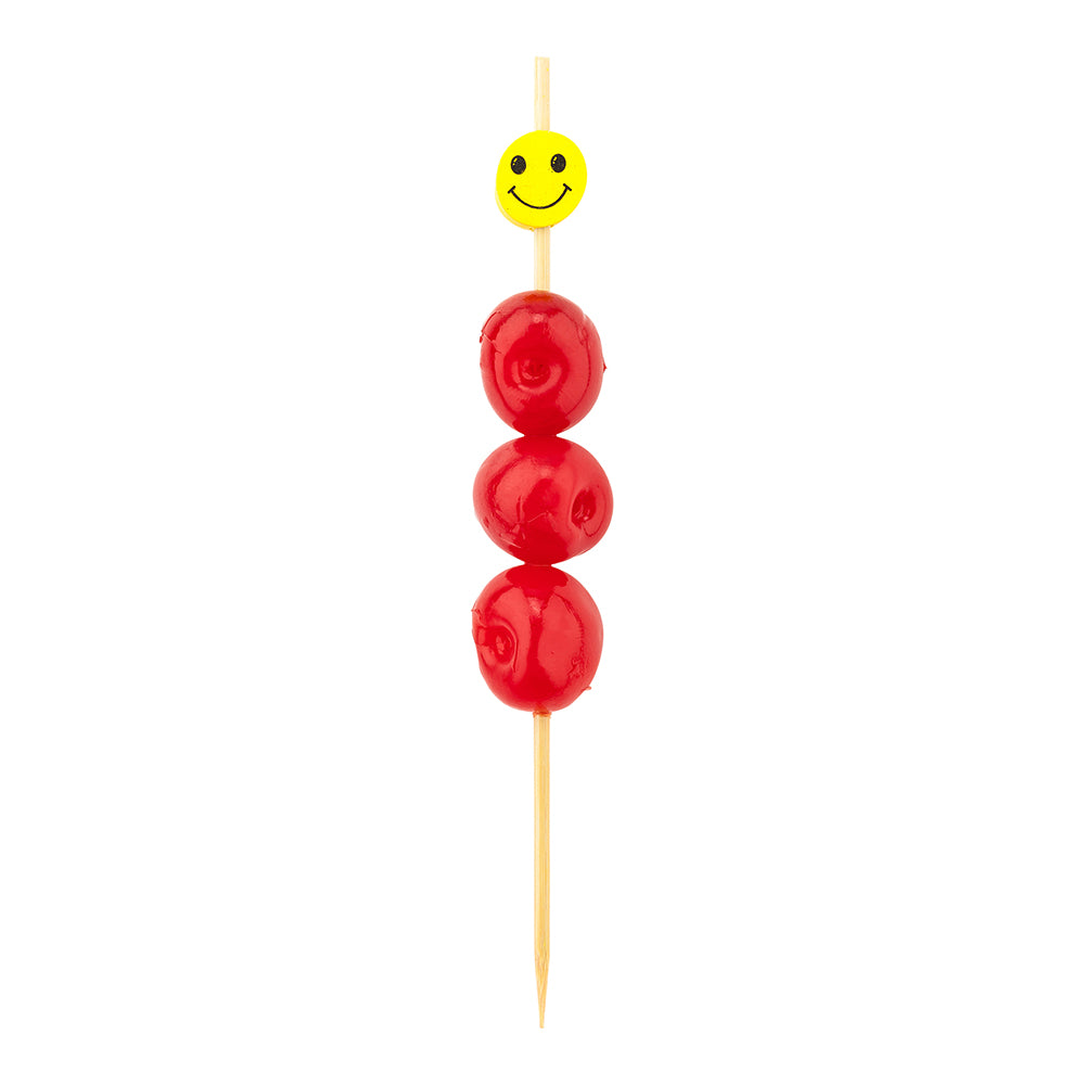 Yellow and Black Bamboo Smiley Face Skewer - 6" x 1/2" - 1000 count box