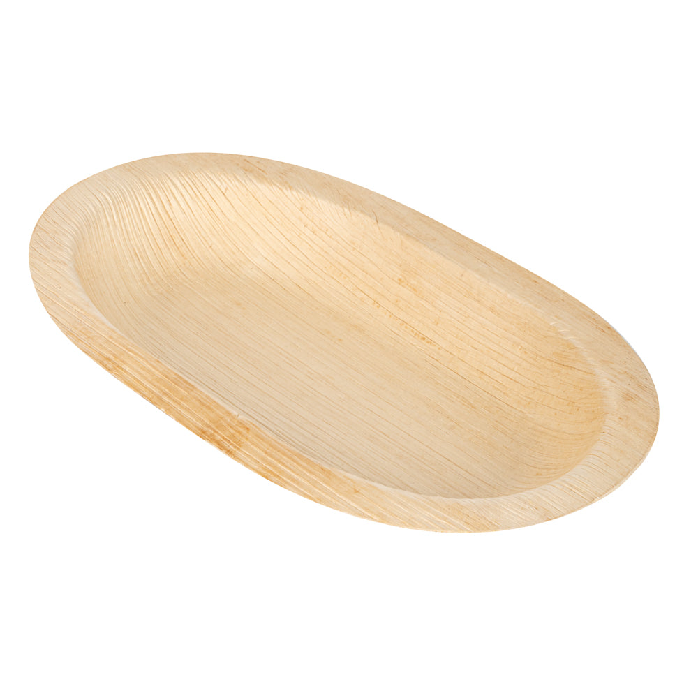 Indo Oval Natural Palm Leaf Deep Plate - 8" x 5" x 1" - 100 count box