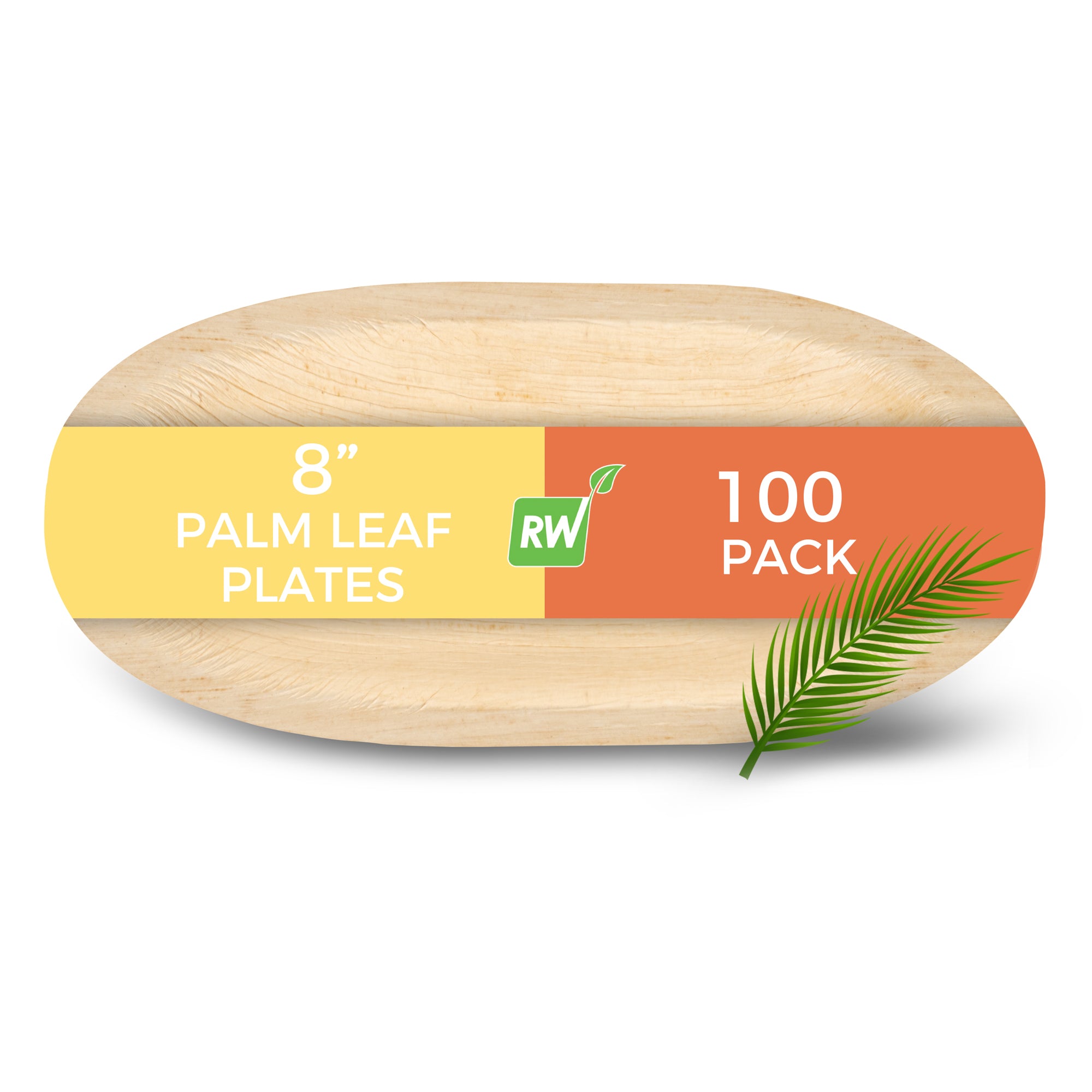 Indo Oval Natural Palm Leaf Deep Plate - 8" x 5" x 1" - 100 count box