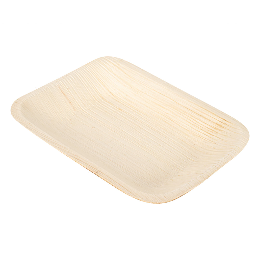 Midori Rectangle Natural Palm Leaf Plate - 6 1/4" x 4 3/4" x 3/4" - 100 count box