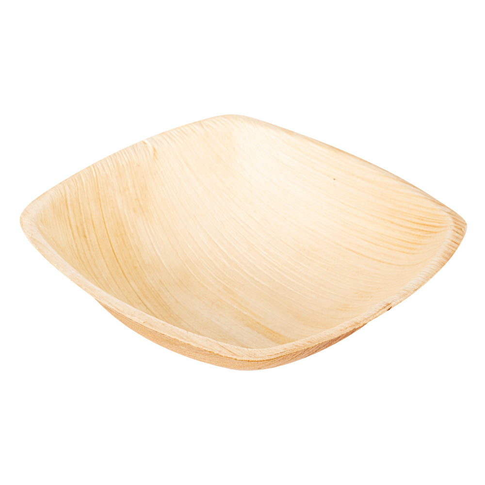 Midori 7 oz Square Natural Palm Leaf Small Bowl - 5 1/2" x 5 1/2" x 1 3/4" - 100 count box