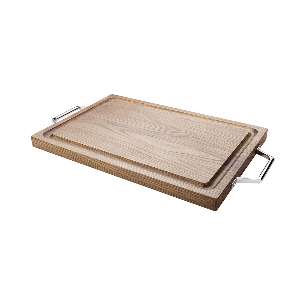 Campagna Rectangle Natural Wood Large Serving and Cutting Board - Chrome Hardware - 23 1/2" x 14" x 1" - 1 count box